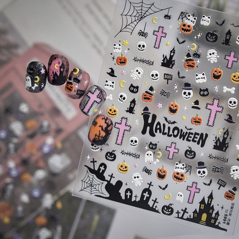 Dark Style Halloween Ghost Nail Stickers Funny Bandage Ghost Decoration Stickers Pink Cross Nail Stickers Dark Style Halloween Ghost Nail Stickers Funny Bandage Ghost Decoration Stickers Pink Cross Nail Stickers