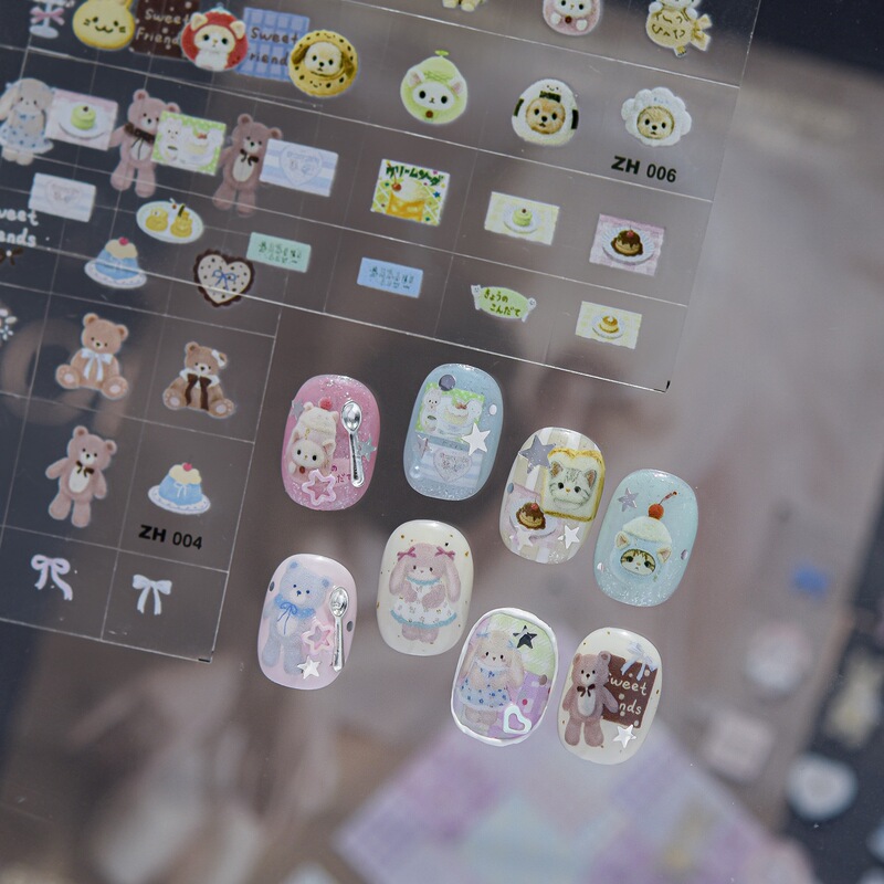 Sweet Little Doll Popular Nail Stickers ins Internet Celebrity Cute Cartoon Barbie Doll High-End Nail Stickers