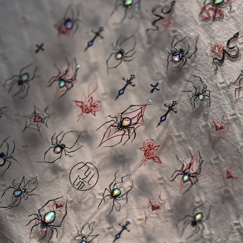 Cat's Eye Bloodthirsty Magic Spider Nail Stickers Tomoni Jiuer Decoration New Internet Celebrity Hot Girl Style Spider Nail Stickers