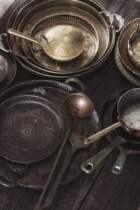 Copper Disk A Western Old Antique Antique Food Still Photography Prop Brass Fittings (Two Store Prop)