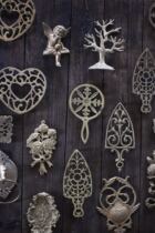 Brass cup pad furnishing background Vintage old antique candlestick still life photography (2 store props)