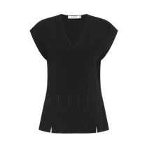 (Simplified Aesthetics) Masfiel 24 new summer style simple temperament v-neck classic black off-shoulder sweater