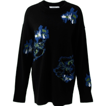 (Art Workshop) Masfiel’s fashionable and elegant round neck pullover pattern jacquard loose lazy knitted sweater