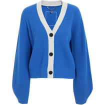 (Cao Yuxi joint model) Masfil knitted cardigan spring new blue pure wool sweater jacket