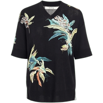 (Art Workshop) Masfiel’s new summer women’s black V-neck fashionable printed sweater
