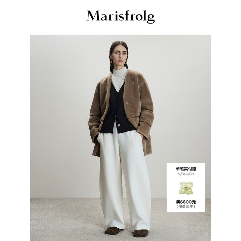 Marisfrolg 2025 Winter New Woolen Relaxed Silhouette Warm Wool Coat