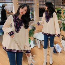 Pregnant women Autumn Sweater Dress 2021 Autumn New loose college style pregnant women sweater fashion loose top