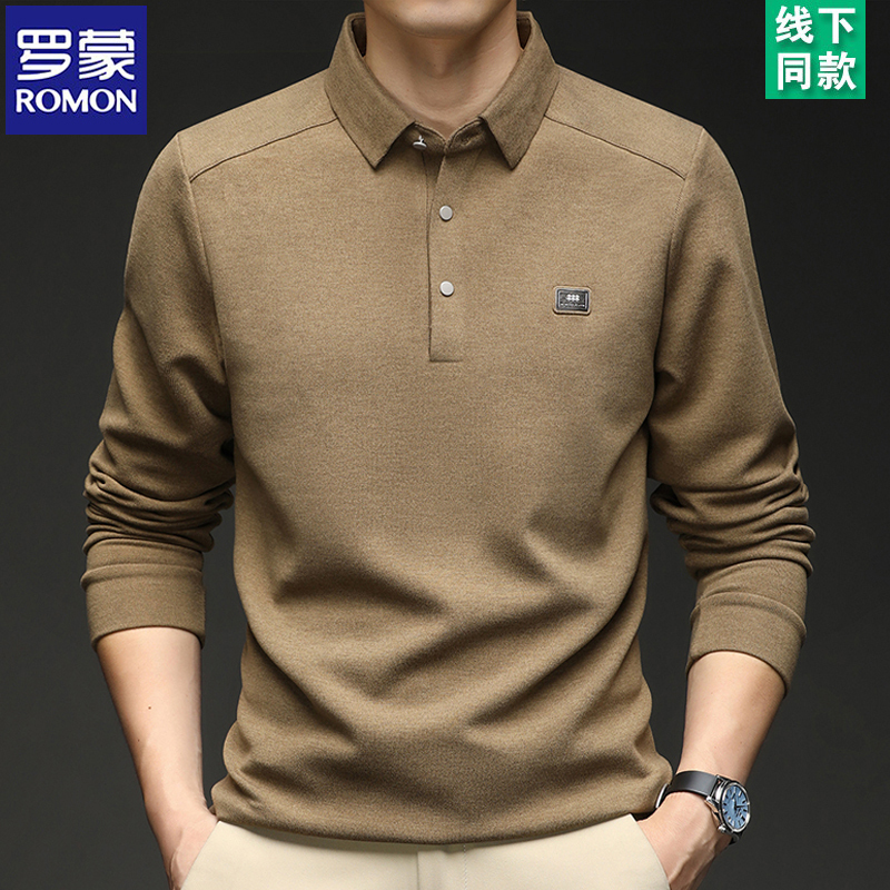 Romon 2025 Autumn and Winter Men's Long-Sleeved T-Shirt Shirt Collar Thermal Base Layer Sweatshirt Middle-Aged Business Polo Shirt for Men Romon 2025 Autumn and Winter Men's Long-Sleeved T-Shirt Shirt Collar Thermal Base Layer Sweatshirt Middle-Aged Business Polo Shirt for Men