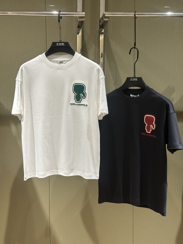 Karl Lagerfeld Karl Lagerfeld's New Fall/Winter 25 Logo Embroidered Wide-Fit Short-Sleeved T-Shirt Karl Lagerfeld Karl Lagerfeld's New Fall/Winter 25 Logo Embroidered Wide-Fit Short-Sleeved T-Shirt