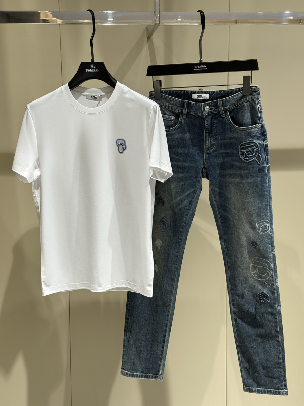 Karl Lagerfeld 2025 Spring/Summer New Men's Round Neck Short-Sleeved T-Shirt with Small Logo Karl Lagerfeld 2025 Spring/Summer New Men's Round Neck Short-Sleeved T-Shirt with Small Logo