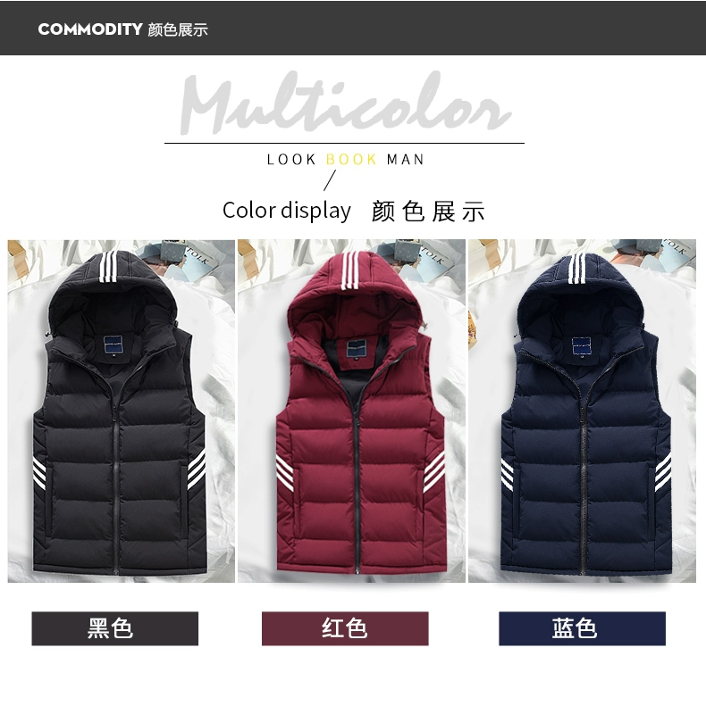 Vest nam mùa thu đông phiên bản Hàn Quốc đẹp trai giản dị xuống bông ấm áo vest vest không tay áo khoác túi thủy triều áo ba lỗ gym
