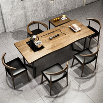 Solid wood tea table and chair combination of simple household living room tea table modern balcony kung fu tea table office tea table brewed tea table