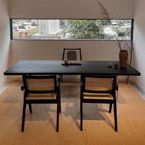 Black black wood board table log black log workstation acrylic suspended tea table