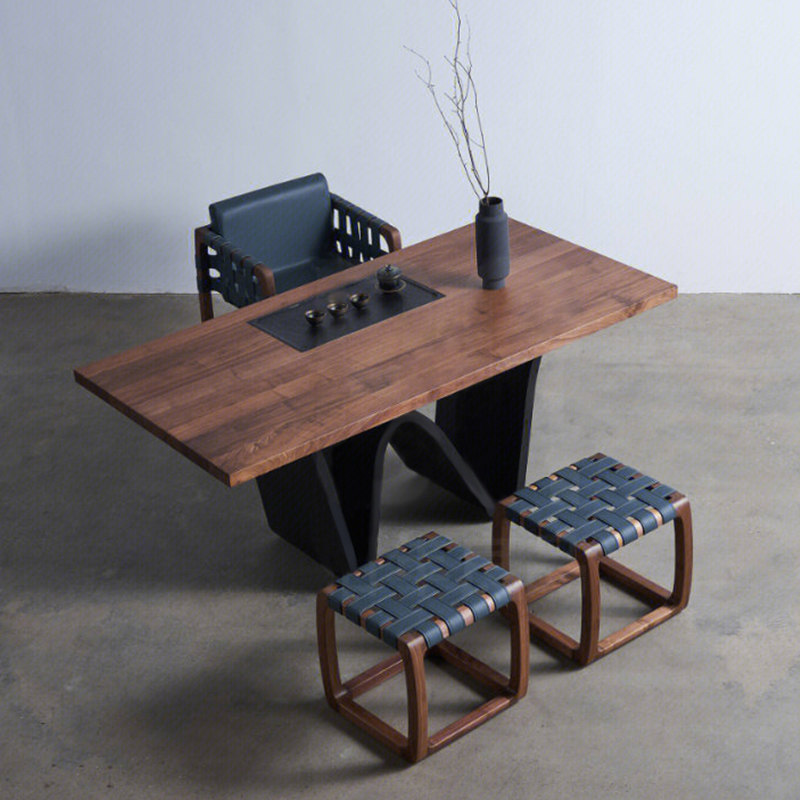 Solid wood board tea table and chair combination office household kung fu office tea table modern minimal tea table
