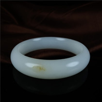 Yujiaren Studio Xinjiang Hetian Yushan flowing water amniotic jade bracelet with original skin fine white run