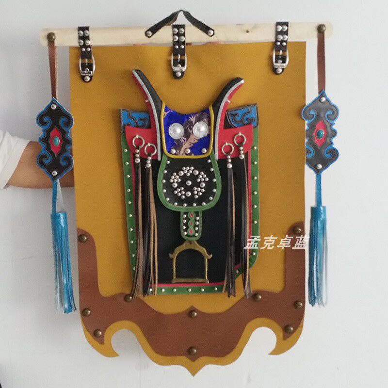 New Mongolian leather painting saddle hanging painting horseback ethnic handicraft solid decoration painting Mongolian elements