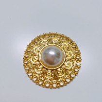 Alloy Diy Accessories Round Flowers Imitation Pearl Golden Decoration Buttoned Retro National Wind Mongolian Manhood Cap Buckle