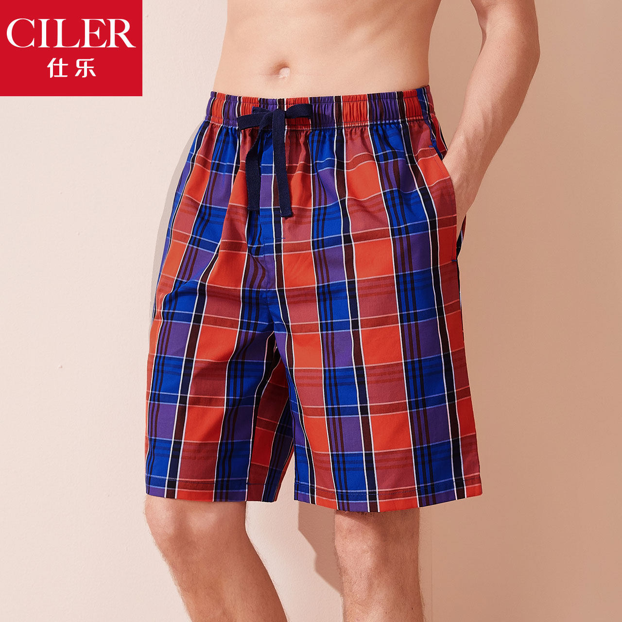 Shile Pure Cotton Sleeping Pants Men's Summer Shorts Thin section Loose Large Size Home Pants All Cotton Casual Shorts Beach Pants Men