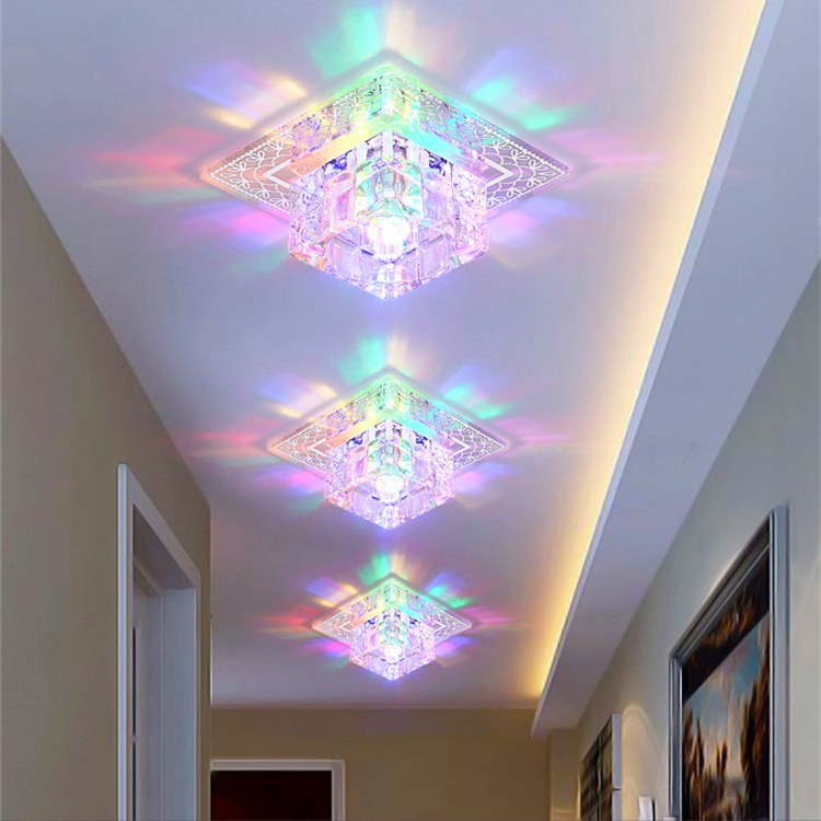 Spotlight led creative crystal lantern embedded square aisle lamp corridor shape hole lamp porch ceiling lamp