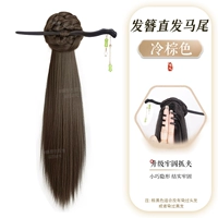 Черная бамбуковая заколка с кисточкой [холодный коричневый цвет] Прямая прическа