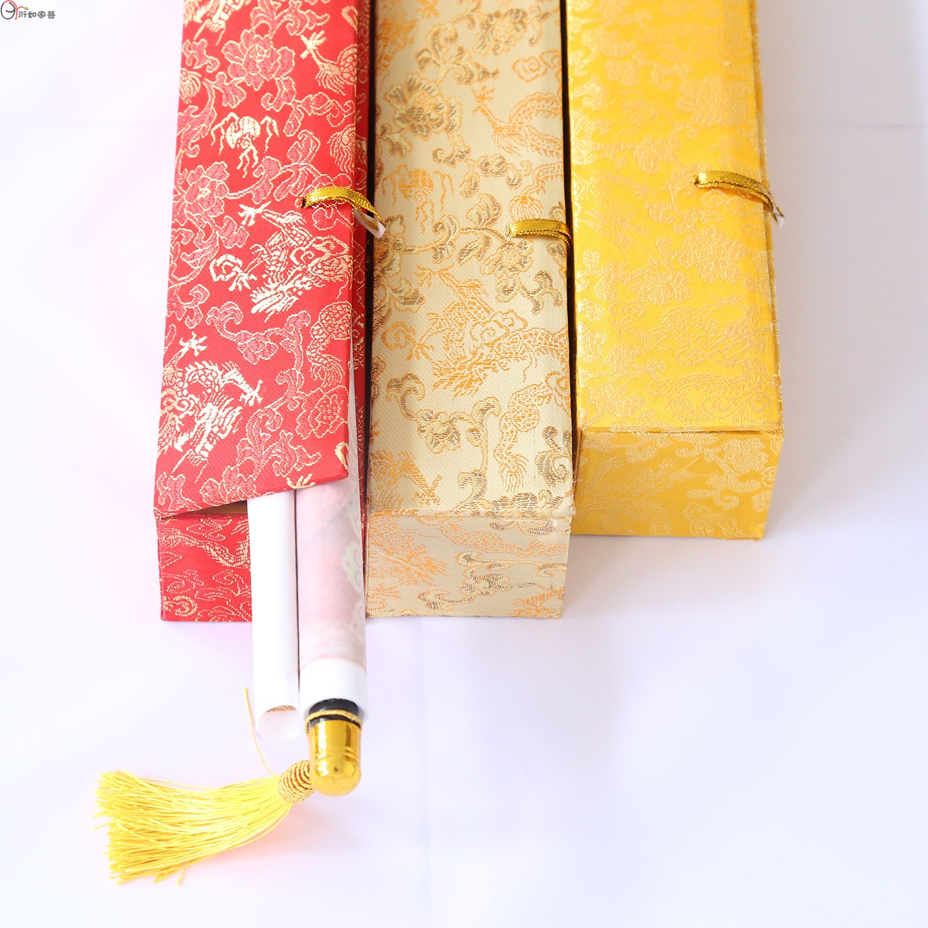 Brocade box Calligraphy and painting storage box 80-160 cm Calligraphy and painting rectangular gift box Calligraphy collection hand roll painting box