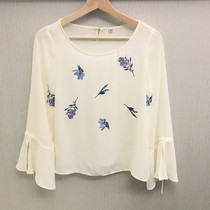 Exquisite embroidery 18 Spring and summer heavy industry embroidered teenage horn sleeve small fairy snow shirt
