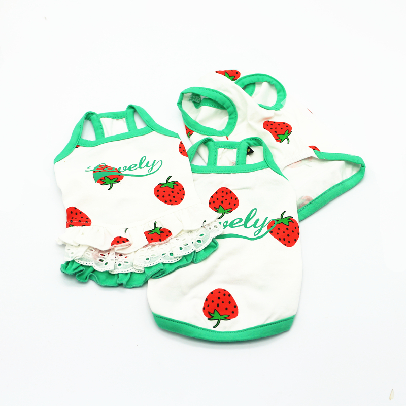 Pet Dress Mùa hè tương phản dễ thương Dâu tây VIP Váy Teddy Váy Váy yếm - Quần áo & phụ kiện thú cưng bộ quần áo cho mèo