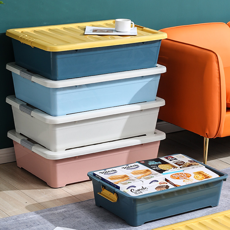 Bed bottom storage box flat with wheel drawer type storage finishing box clothing Diviner beds Lower special items Case