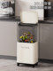 Trash Can for Home Use in the Living Room, Can Automatically Lift and Lower, No Need to Bend Over, Large Capacity, Suitable for Bedroom, Kitchen, Office, with Universal Wheels, Wastebasket