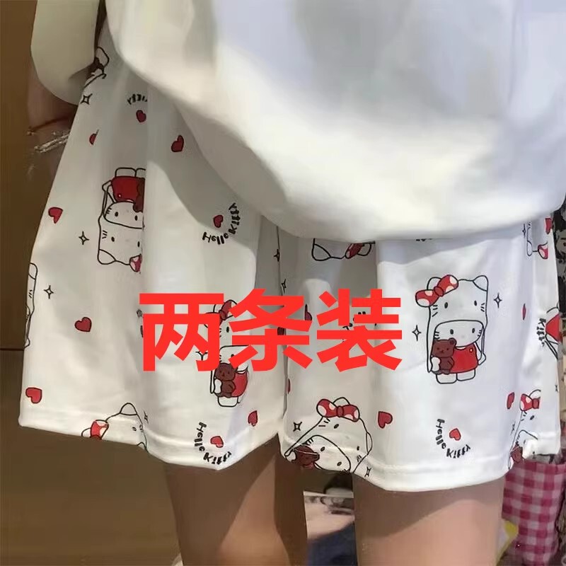 [Pack of Two] Cute Kt Cat New Summer Shorts and Pajama Pants for Girls, Loose Cartoon Home Wear Shorts for Summer