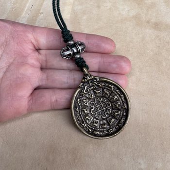 Antiques and miscellaneous collections, antique qing dynasty qianlong year bronze sculpture jiugong bagua card pendant