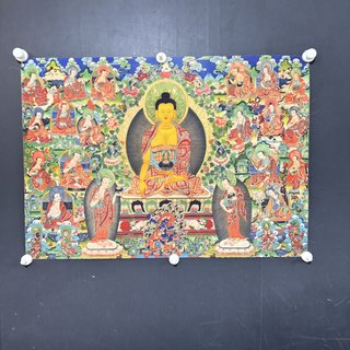 Tibetan thangka sakyamuni buddha statue decoration painting tea house zen study living room buddhist hall hanging painting three generations buddha middle hall