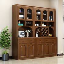  Solid wood wine cabinet Modern simple dining side cabinet Chinese storage cabinet living room single-sided wall dining room combination storage cupboard