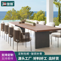 Nordic outdoor rattan table and chair combination outdoor balcony courtyard open-air hotel villa leisure rattan table and chair rattan furniture