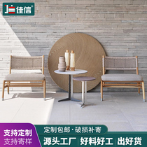 Outdoor rattan sofa coffee table balcony rattan small table and chair three-piece set outdoor courtyard villa garden hotel rattan chair