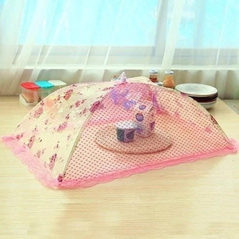 Food cover 20 inch lace folding rectangular meal cover printed food cover anti-fly cover dining table cover