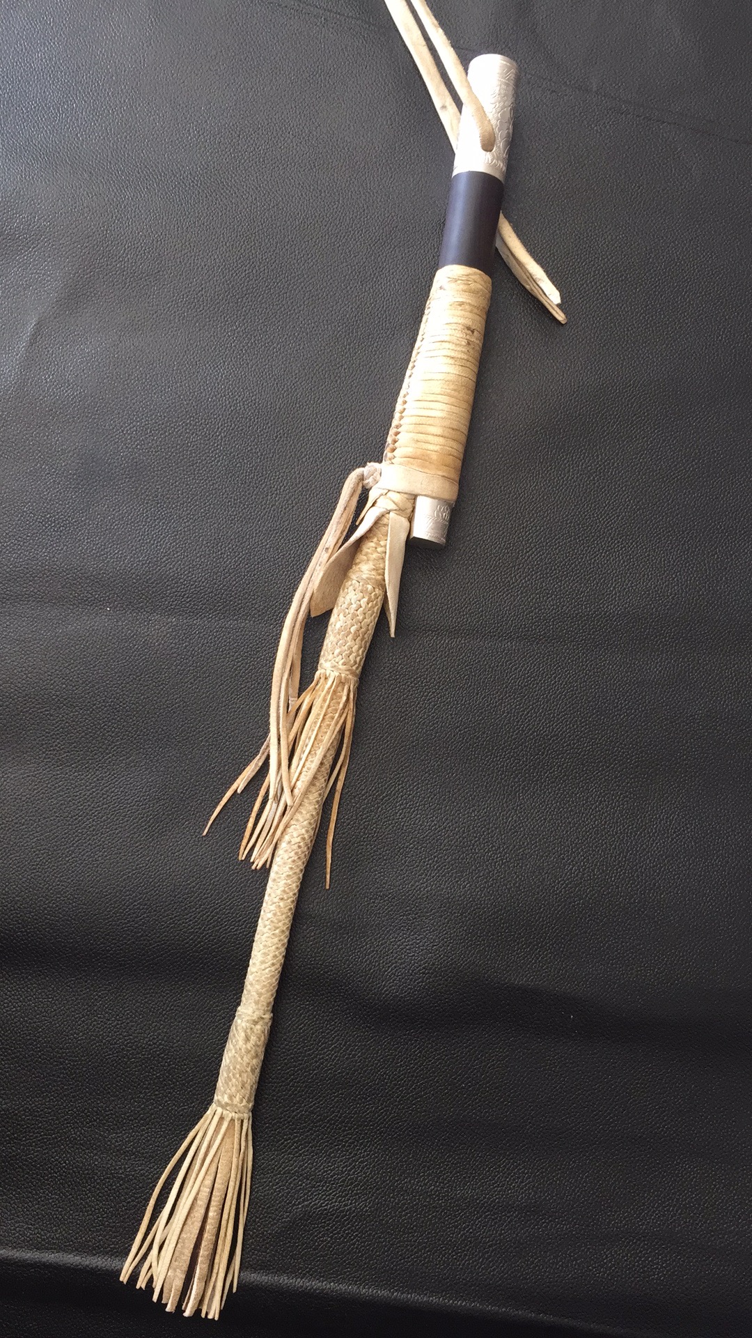 Pure handmade sterling silver ebony rod horsewhip new shepherd's traditional harness