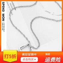 Geometric necklace hip hop male tide with clothes sweater chain long Korean student pendant Triangle Square Neck