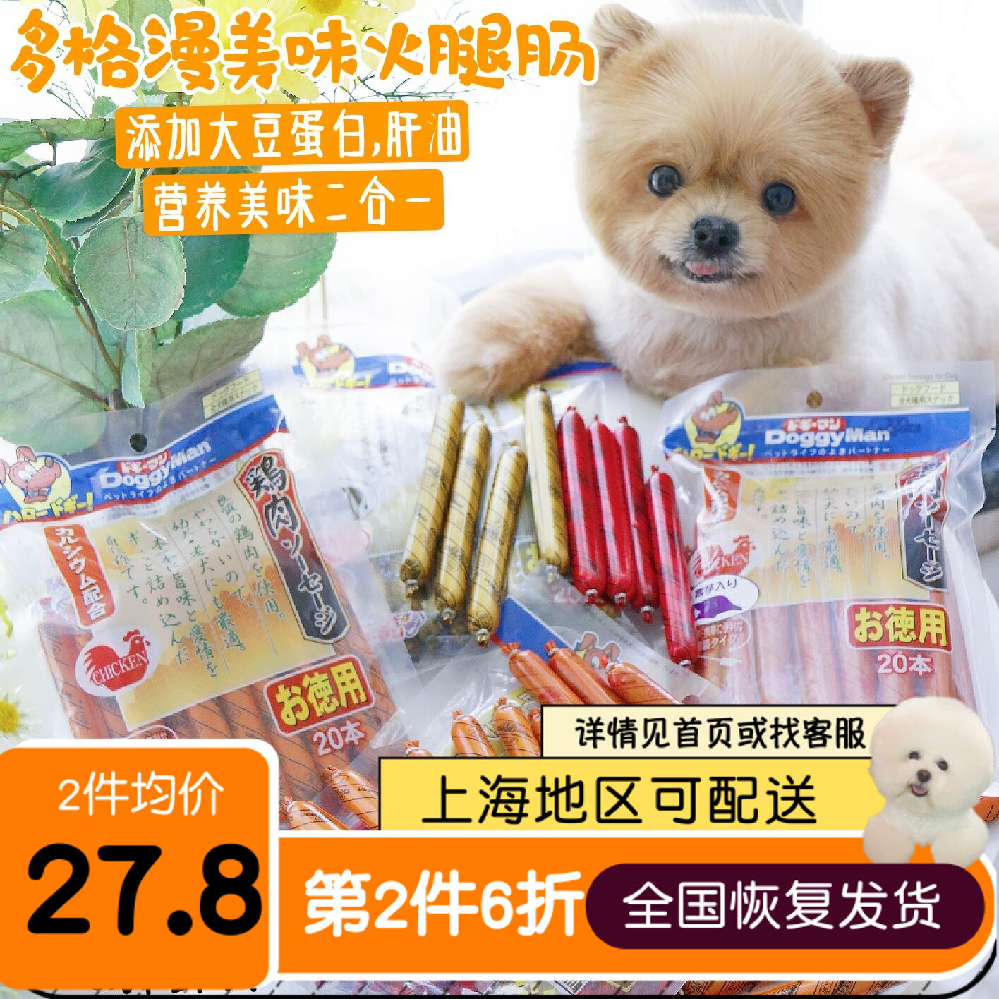 Japanese Dogge Dogs Sausage Dog Snacks Beef Chicken Meat Strips 20 Puppies Eat the Leg Sausage