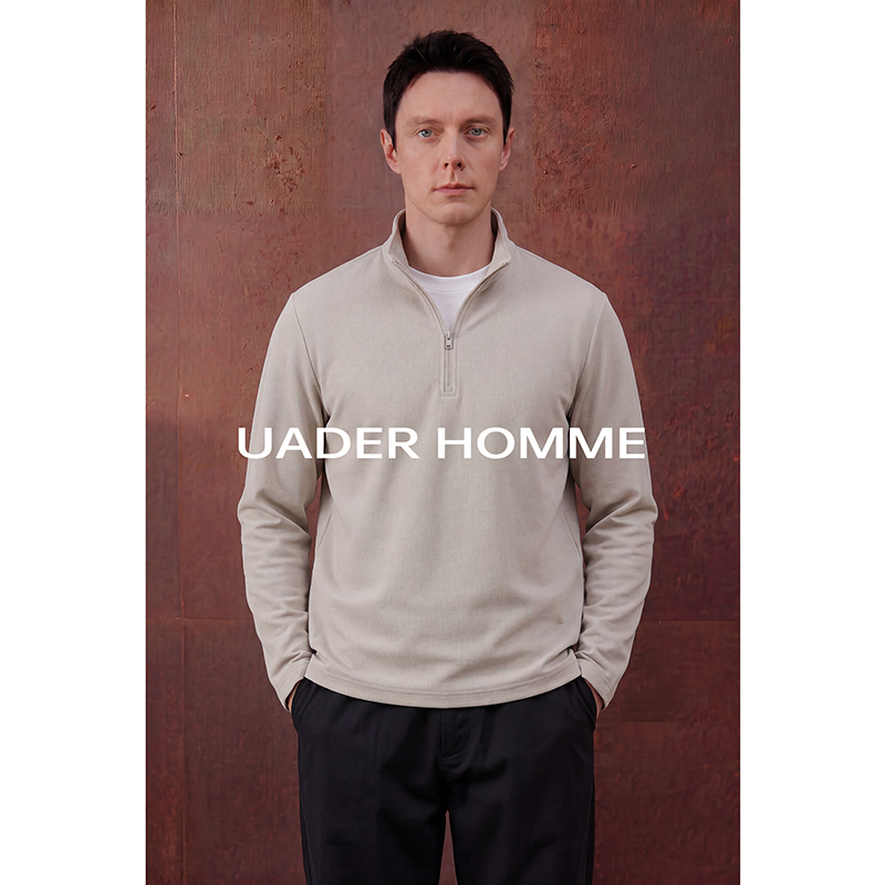 Uader丨Four-Way Stretch Knit丨Men's Sweatshirt 26 Spring and Autumn Stand-Up Collar Half-Zip Casual Long-Sleeve Sports Jacket