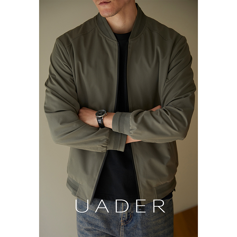 Uader【American Casual Harrington】Men's Bomber Jacket Commuter Baseball Collar Coat Wrinkle-Resistant Twill