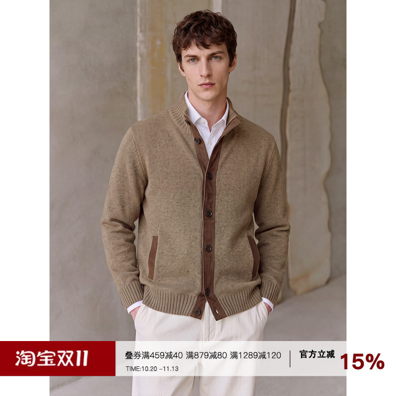 Uader【Cashmere】Heavyweight Old Money Style Stand Collar Wool Sweater Men's Autumn and Winter Warm Knitted Cardigan Sweater Uader【Cashmere】Heavyweight Old Money Style Stand Collar Wool Sweater Men's Autumn and Winter Warm Knitted Cardigan Sweater