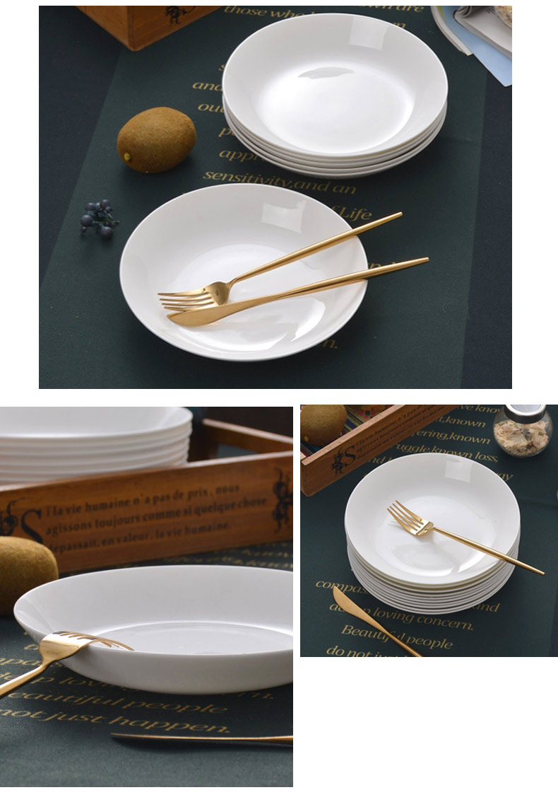 Tableware plate 10 ipads porcelain white son home plate round dish dish 8 inch plates FanPan ceramic plate