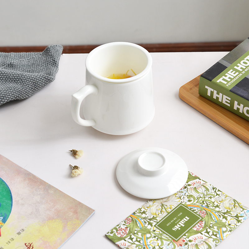 Tangshan ipads porcelain white creative picking keller cup lid glass ceramic cups water cup custom logo
