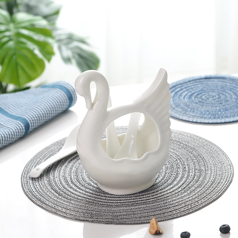 Kitchen shelf ipads porcelain pure white bamboo chopsticks chopsticks box ceramics cutlery receive basket swan