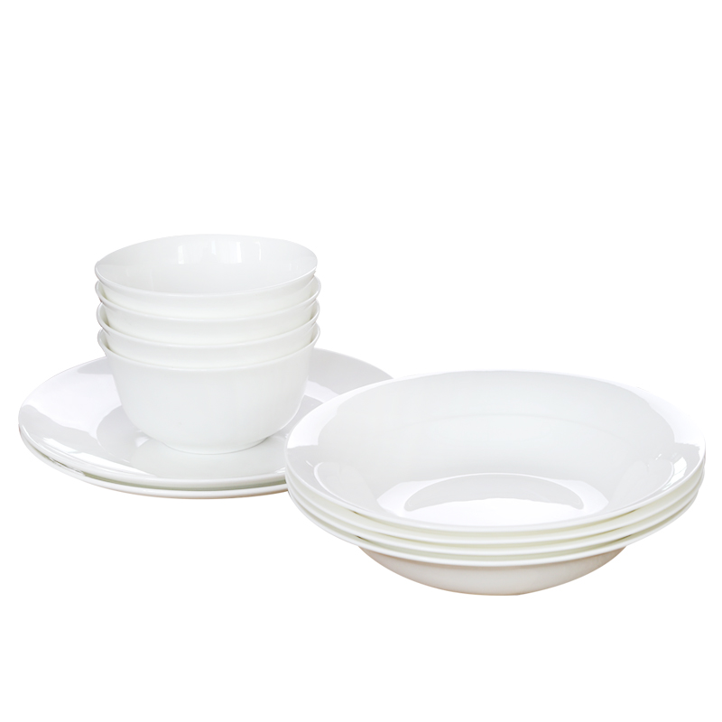 Tangshan pure white ipads porcelain tableware tableware suit dishes home 4 combo "12 head white kitchen dishes suit