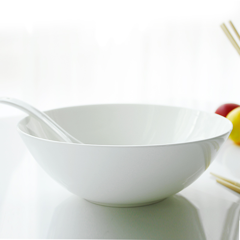 Pure white big bowls of eight inches single ceramic bowl bowl home to eat noodles soup bowl big bowl large stewed noodles bowl