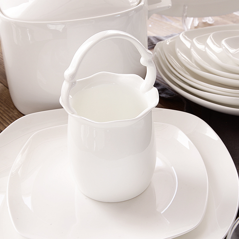 Square set free collocation with household lead - free bowl dish dish pure white ipads China tableware ceramics dishes