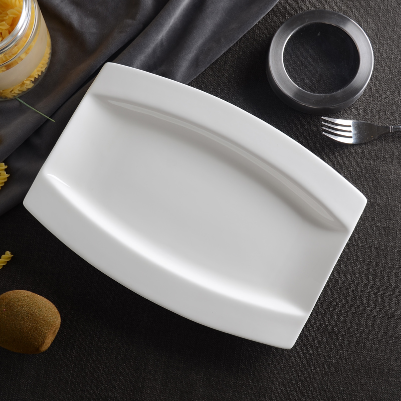 Pure white ipads porcelain tableware move fish dish steamed fish with square ceramic long fish dish fish a large dish