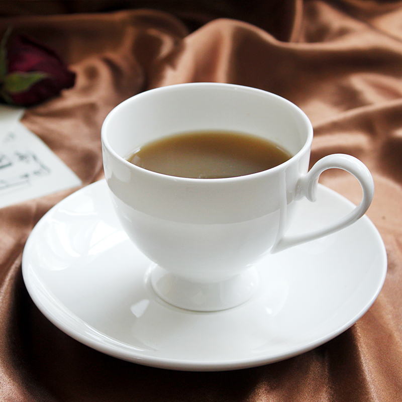 Imperial pottery dynasty tangshan pure white ipads China coffee cups and saucers suit European ideas with disc 4 cups set bag in the mail